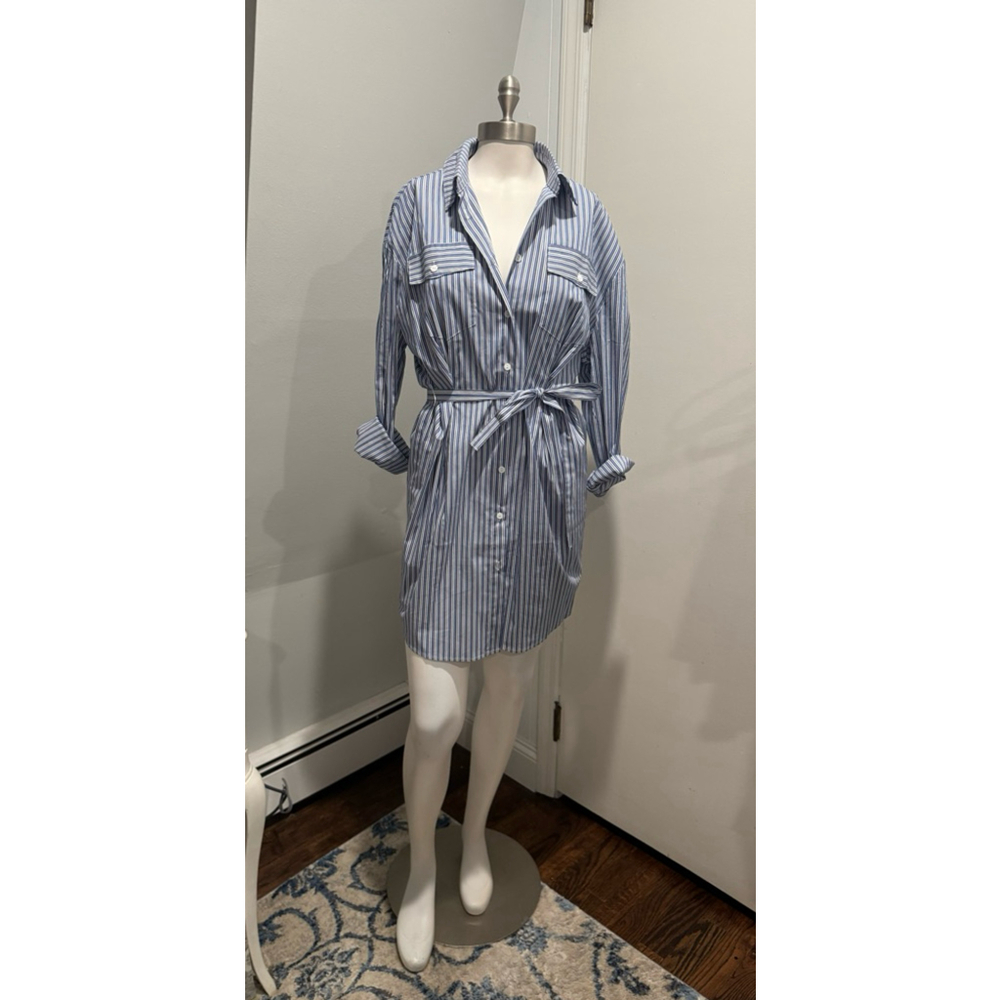 Elan NWT | Women’s Blue & White Striped Shirt Dress | Size S